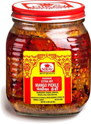 Nirav Hot Mango Pickle 36 Oz - 2.25 Lb