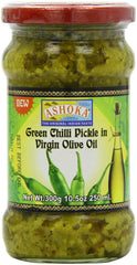 Ashoka Green Chilli Pickle in Olive Oil 10.6 Oz - 300 Gms