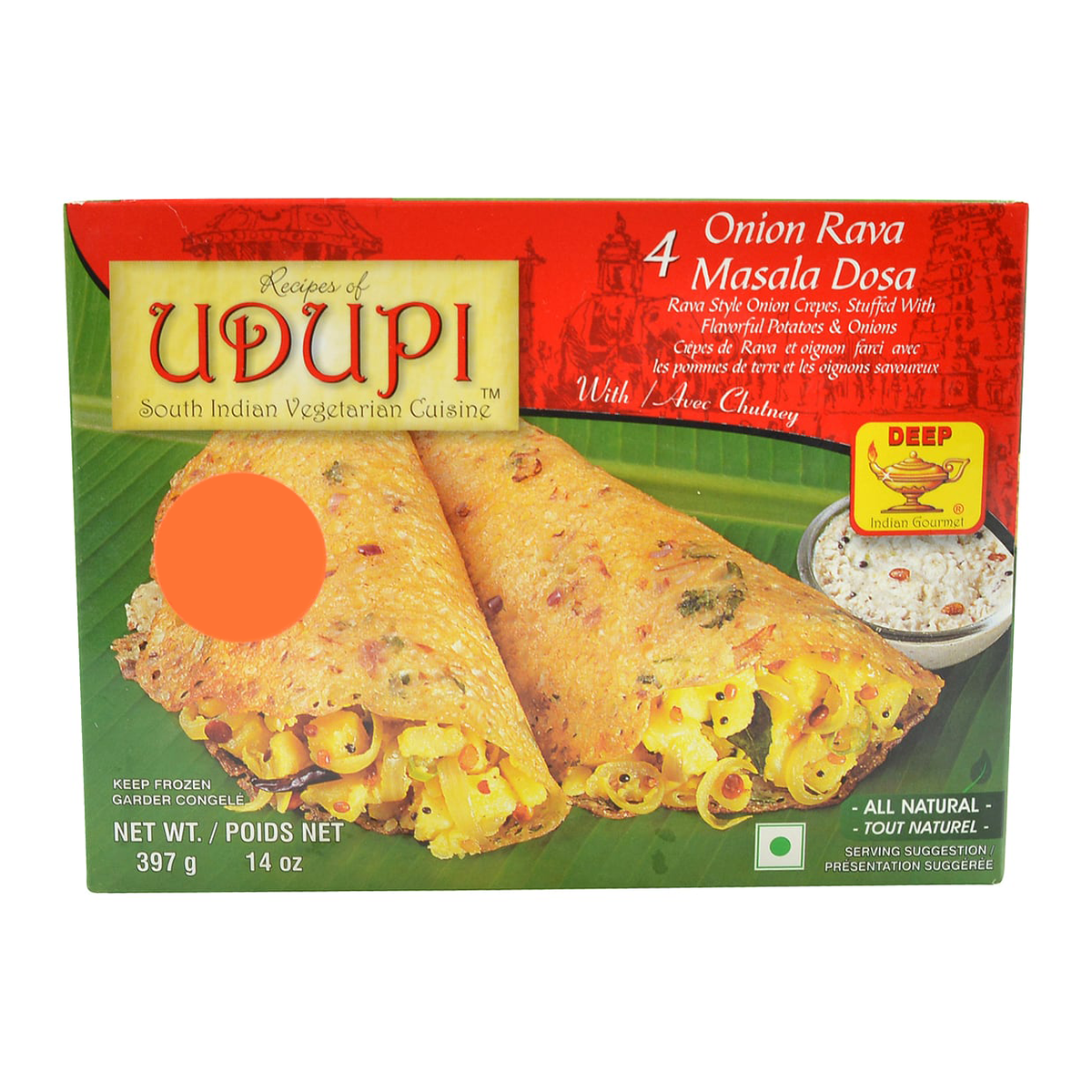 Udupi Onion Rava Masala Dhosa 4 Pieces - 397 Gms