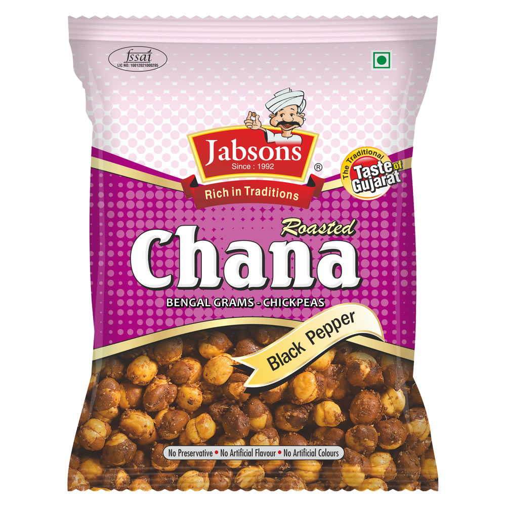 Jabsons Roasted Chana Black Pepper Spicy Masala 5.6 Oz - 106 Gms