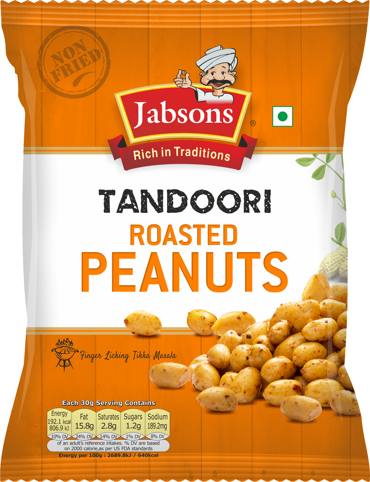 Jabsons Tandoori Roasted Peanuts 14.1 OZ - 400 Gms