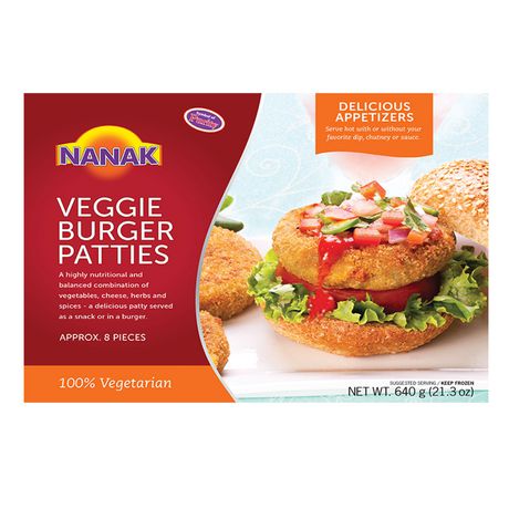 Nanak Veggie Burger Patties 8 Piece 640 Gms