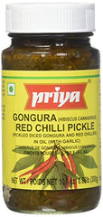 Priya Gongura Red Chili Pickle  10.6 OZ - 300 Gms