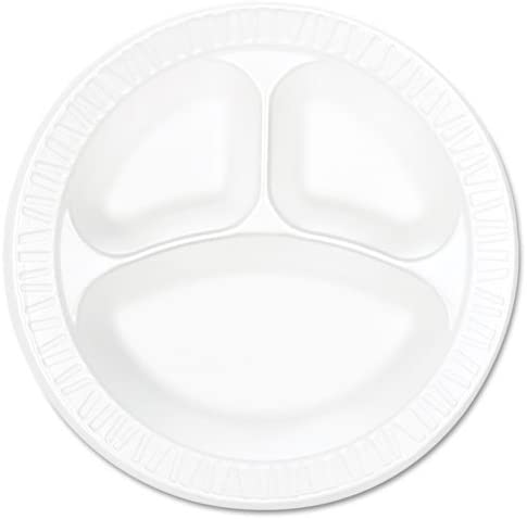 Dart Three  Compartment 9 Inches round foam plates-125 plates