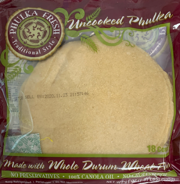 Uncooked Phulka Roti  Traditional Style18 Pieces