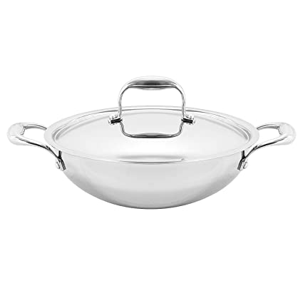 Vinod Stainless Steel Kadai with Lid 4.5 Liters -8.66 x 9.45 x 3.94 inches