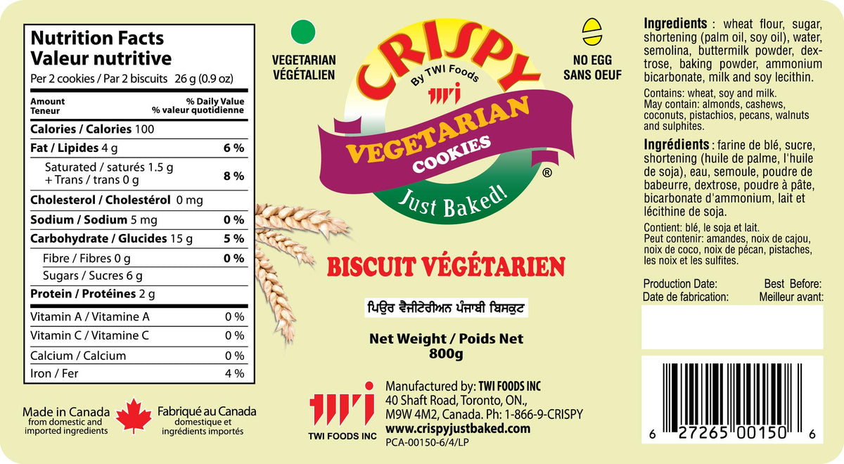 Crispy Vegetarian Cookies- Biscuit 800 Gms