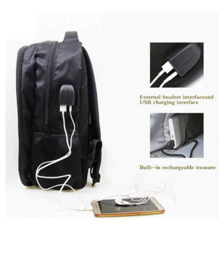 Backpack with ball-shoe holder and USB