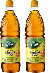 DABUR MUSTARD OIL 1 LITER - 33.8 FL OZ EACH BOTTLE (PACK OF 2)