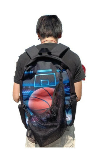 Backpack with ball-shoe holder and USB