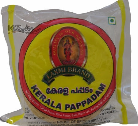 Laxmi Brand Kerala Pappadam Oz - 200 Gms