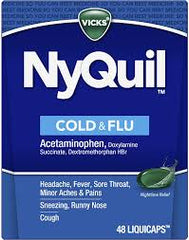 Vicks  Nyquil Cough, Cold and Flu Relief, - Sore Throat, Fever, and Congestion Relief (2 Tablets)