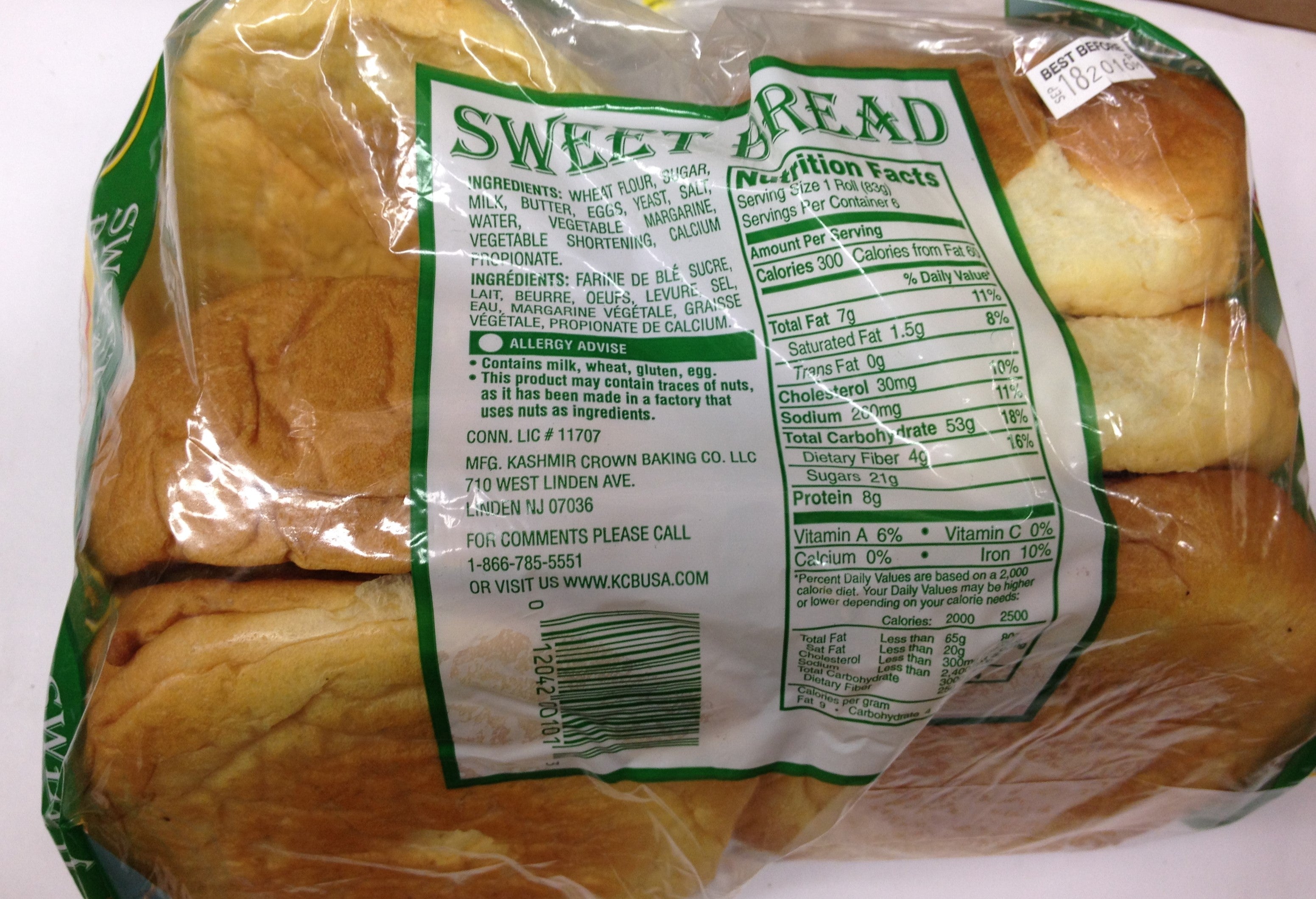 KCB Sweet Bread 16 Oz - 454 Gms