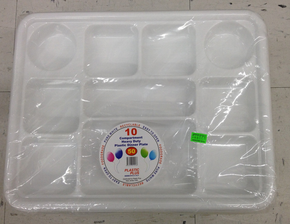 Plastic Plus 10 Compartment heavy Duty Plastic Dinner Plate 16 OZ - 454 Gms