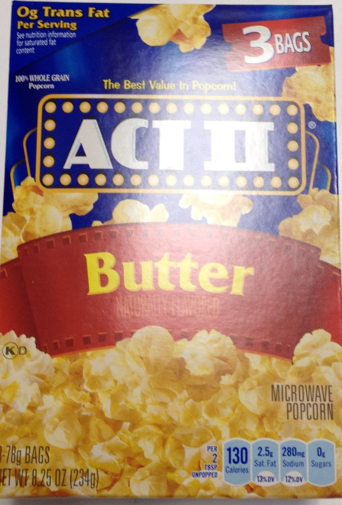 Act II Butter Popcorn 8.25 Oz - 234 Gms