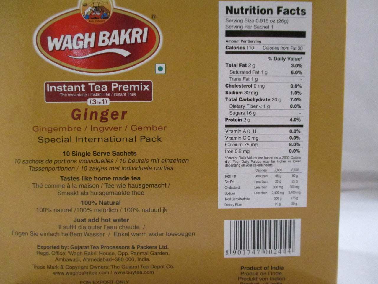 Wagh Bakri  Instant Ginger Tea (3 in 1) 9.18 OZ - 261 Gms