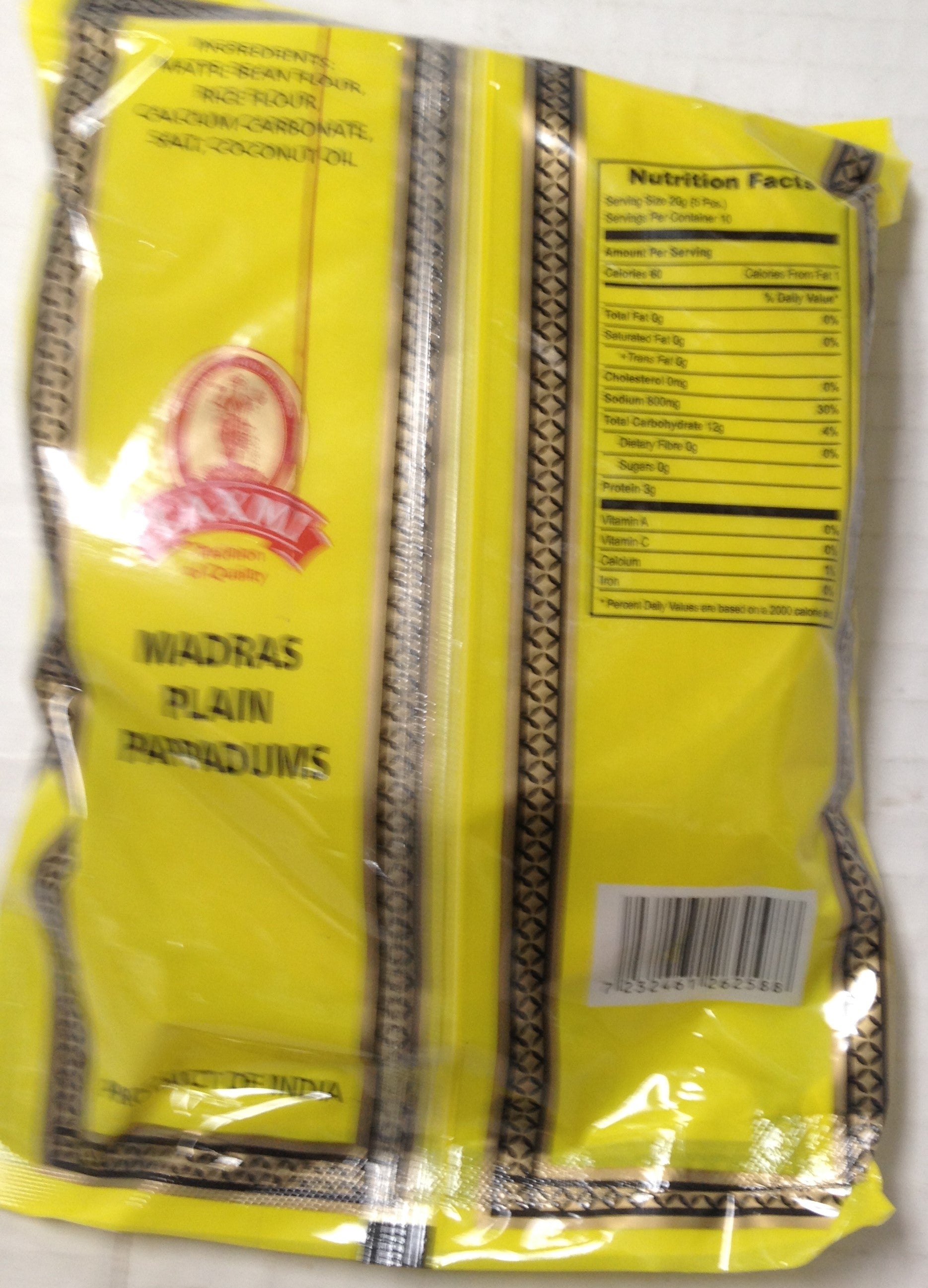 Laxmi Brand Madras Plain Pappadums 7 Oz - 200 Gms