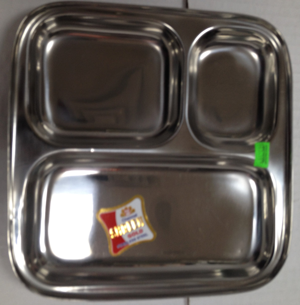 Shreeji Three Compartments Steel Plate 8 oz - 220 Gms