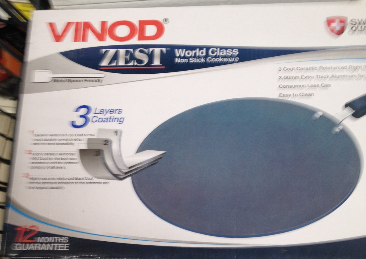 Vinod Zest World Class Non Stick cookware-Metal spoon friendly -Concave Tawa 300 mm-3 coat ceramic reinforced right through -Easy to clean