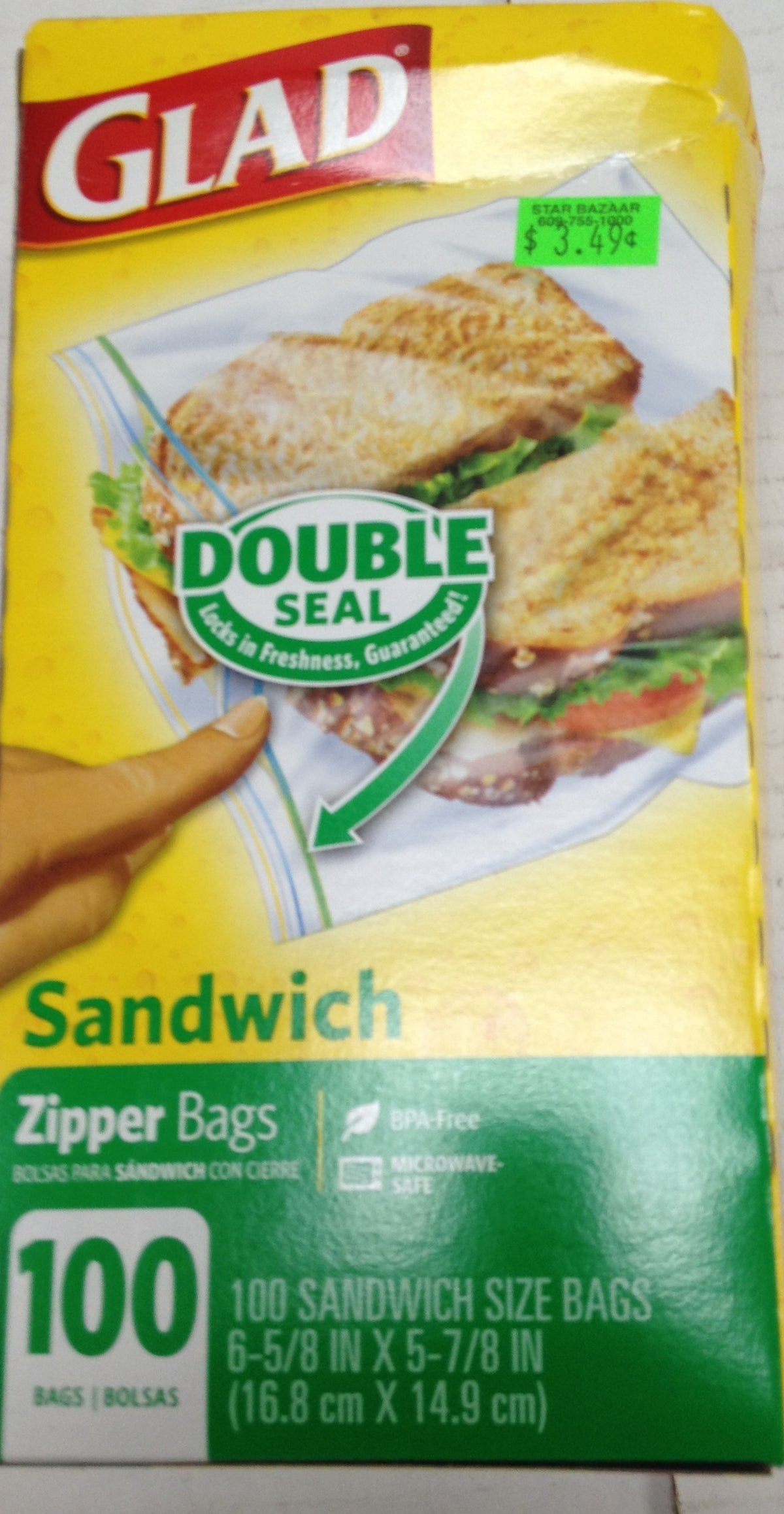 Glad Sandwich Zipper Bags OZ - Gms