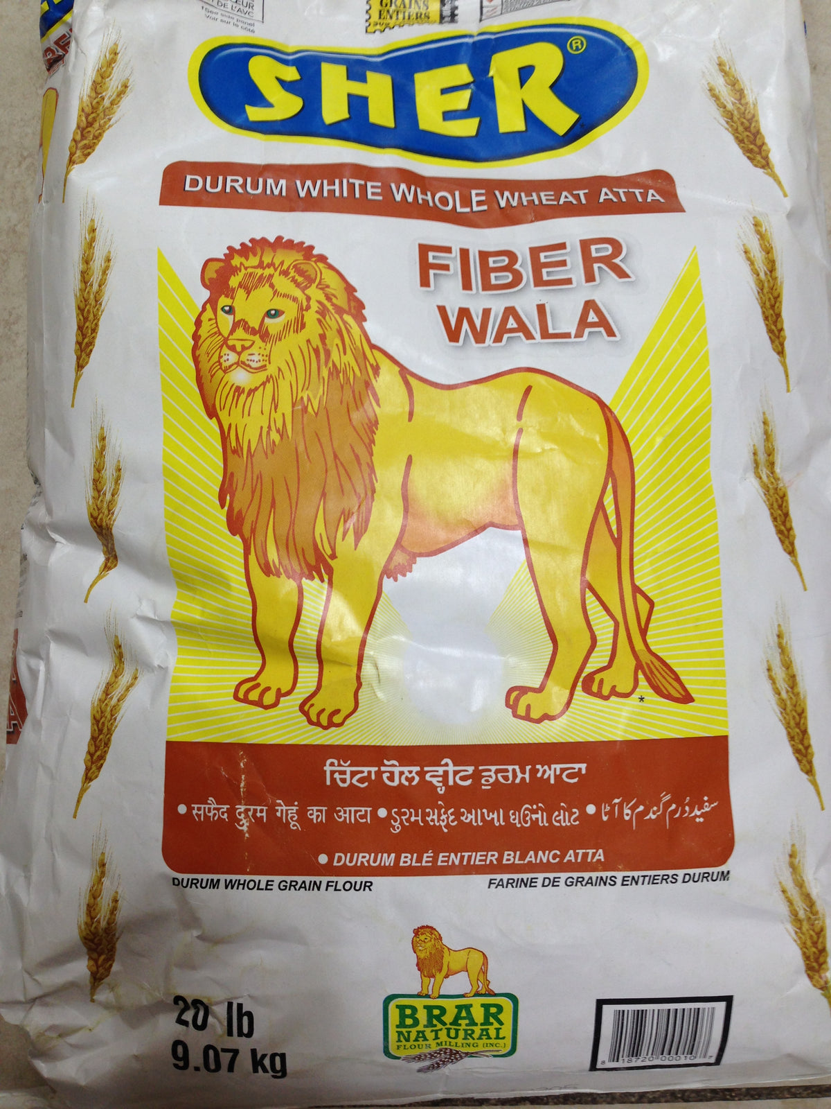 Sher Duram White Whole Wheat Atta 20 LB - 9 KG