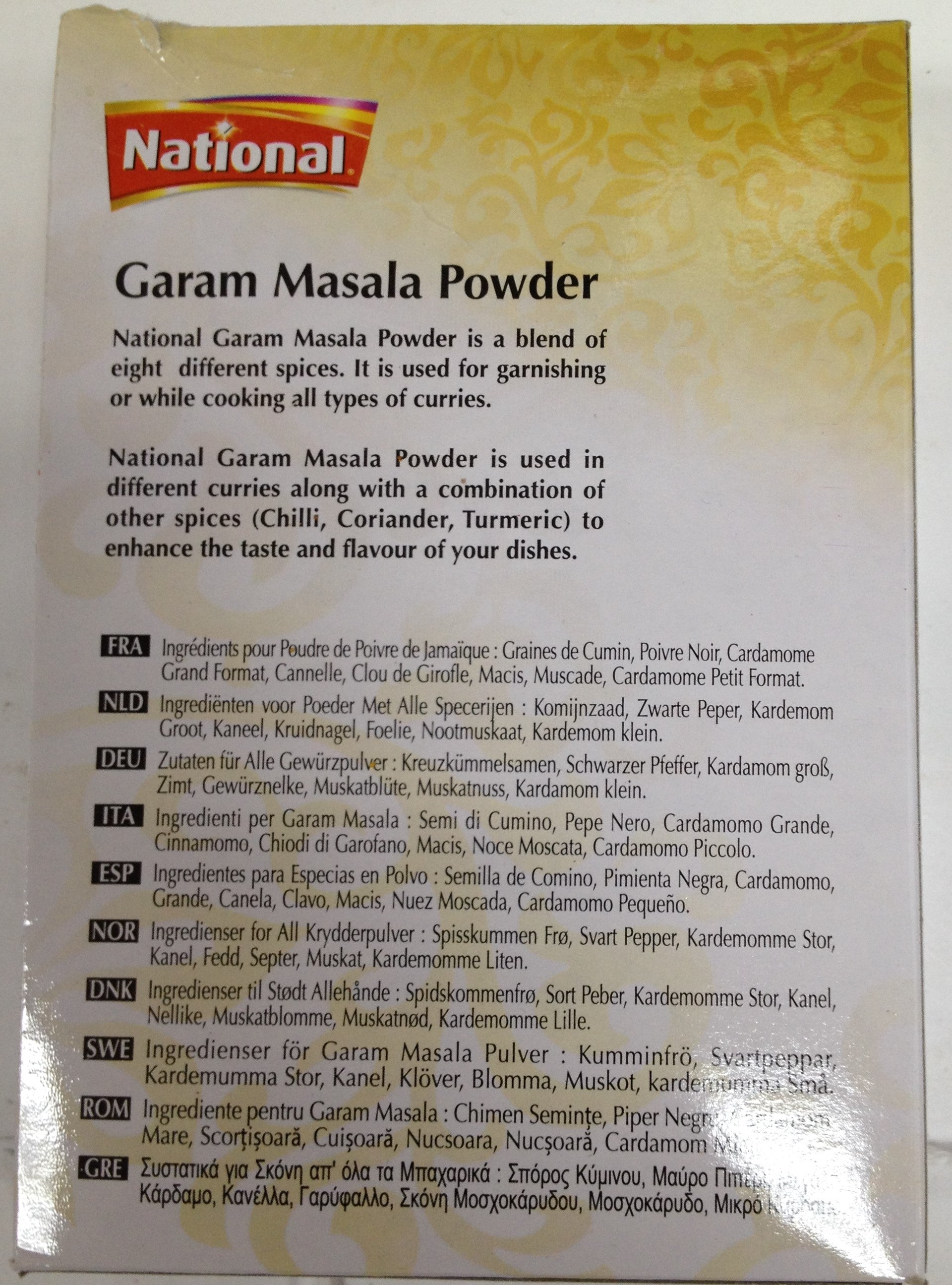 National Garam masala Powder 7.76 OZ - 220 Gms