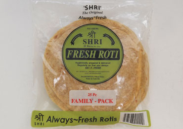 Shri Fresh Roti  100 % Whole Wheat 25 Pc-35 oz