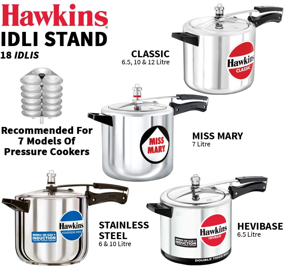 Hawkins Stainless Steel 18 Idli Stand-Recommended for 7 Models of hawkin's pressure cooker