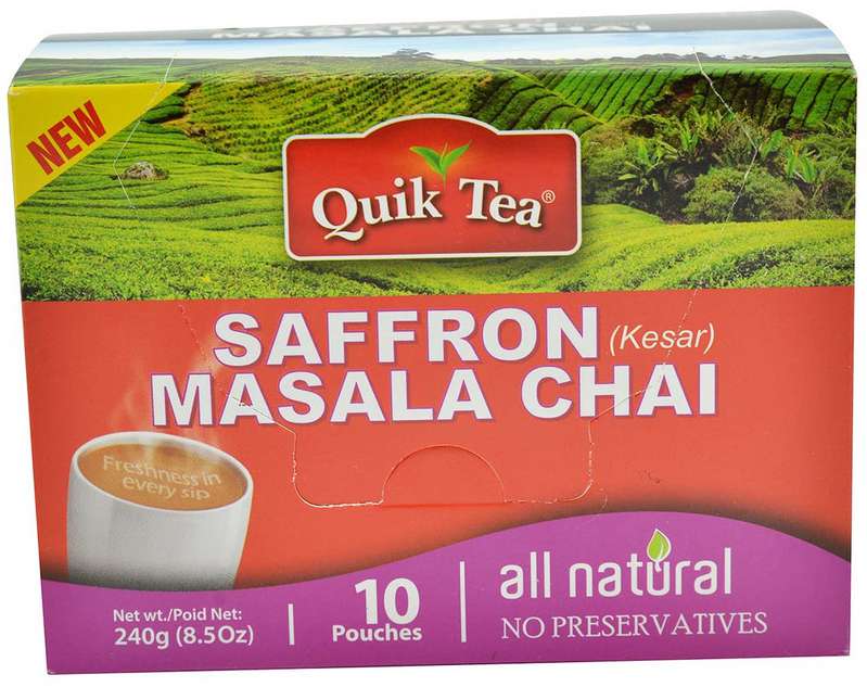 Quick Tea Saffron (Kesar) Masala Chai 8.5 oz - 240 Gms 10 Pouches